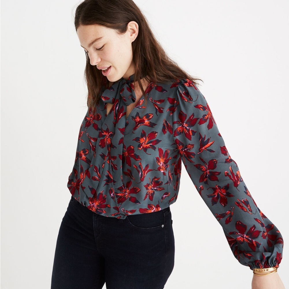 Madewell Silk Tie-Neck Wrap Top